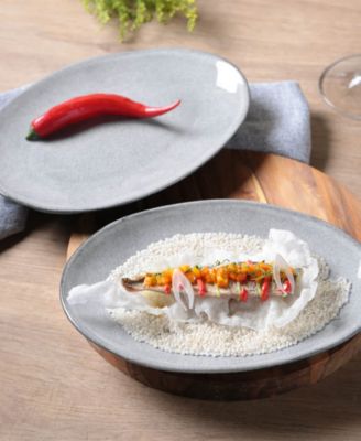 Stoneware Oval Dessert Plates, Set of 6