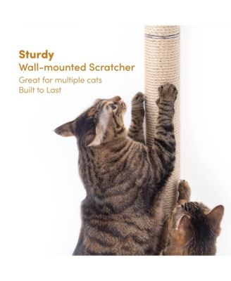 34" Wall Mounted Cat Scratcher Extra Tall Vertical Sisal Sturdy Aluminum Brackets Modern Space Saving Patented Design