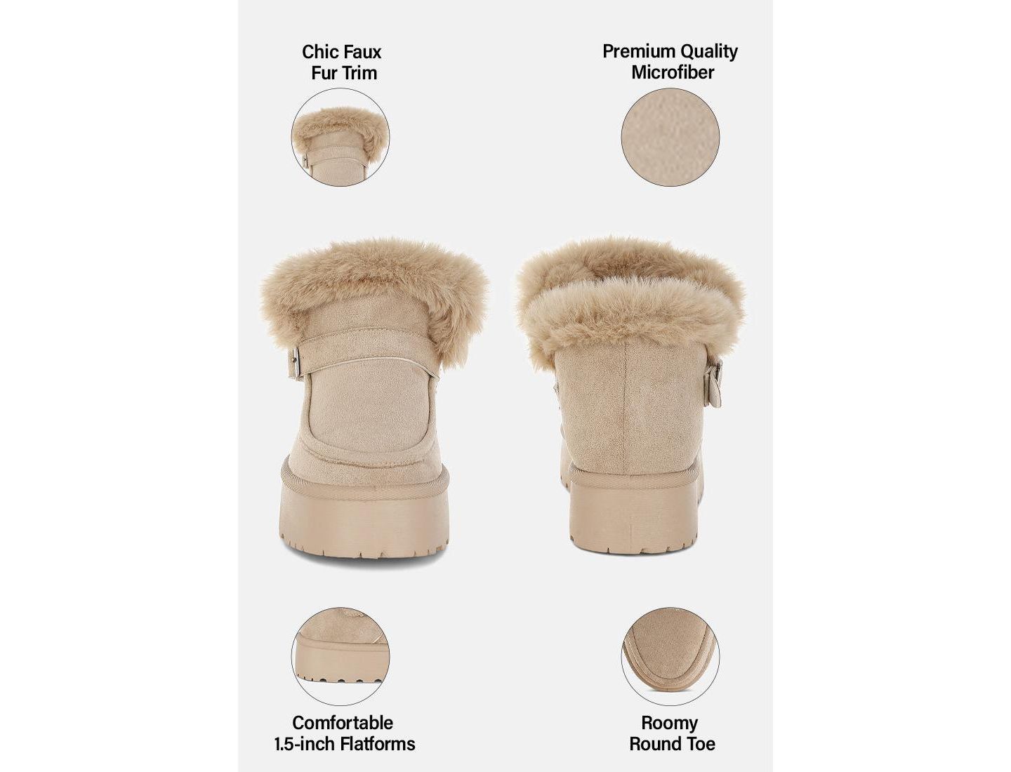 Женские ботинки London Rag Linka Pin Buckle Detail Snow Boots, цвет: Бежевый — фото 10