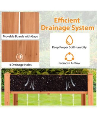 Fir Wood Raised Garden Bed with Trellis and Storage Shelf, 45 x 23 x 59 in Elevated Planter