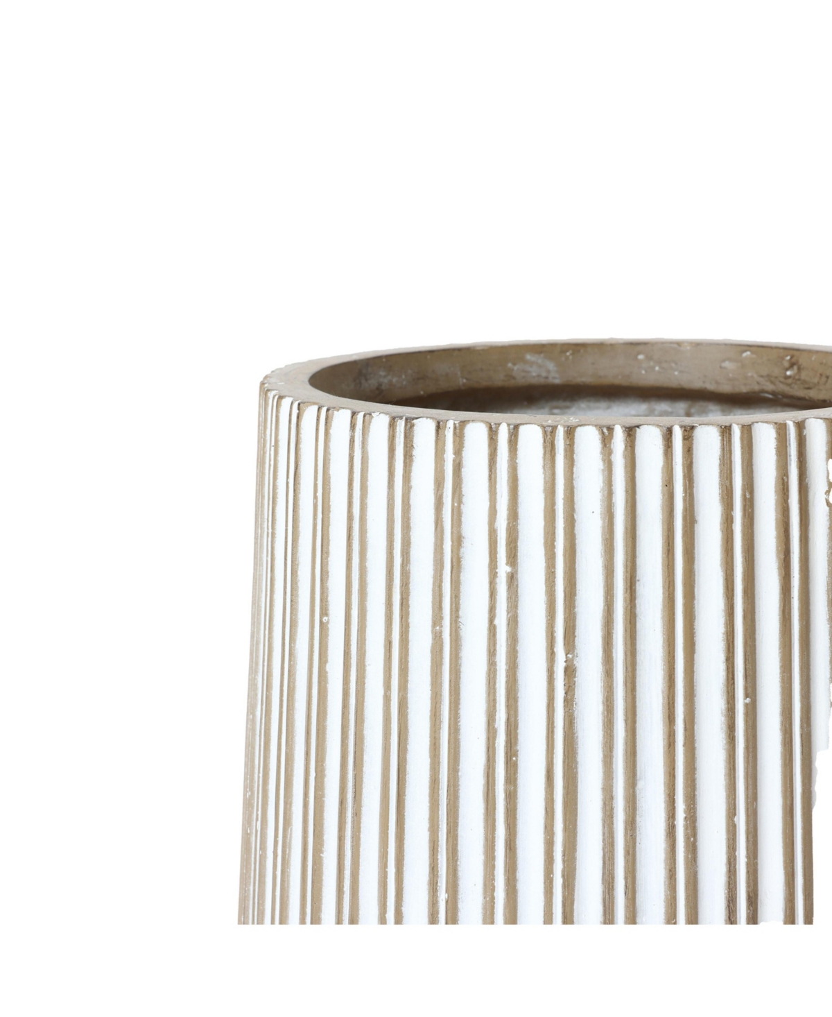 LuxenHome -Inch Round Brown and White Striped MgO Planter