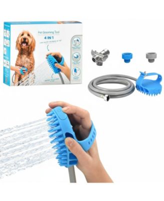 Dog Bath Brush Sprayer with 8ft Hose Silicone Rubber Scrubber All-in-One Pet Bathing Tool