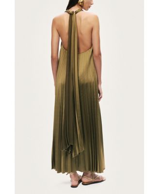 Women's Pleated Halter Maxi Dress