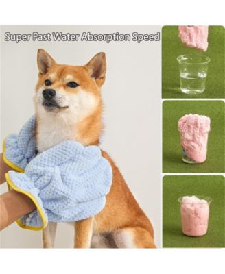 Pet Towel Gloves Microfiber Absorbent Quick Drying for Dogs Cats 2 Pack