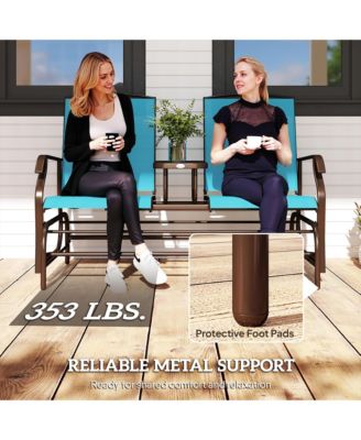 2-Person Outdoor Glider Bench with Center Table,