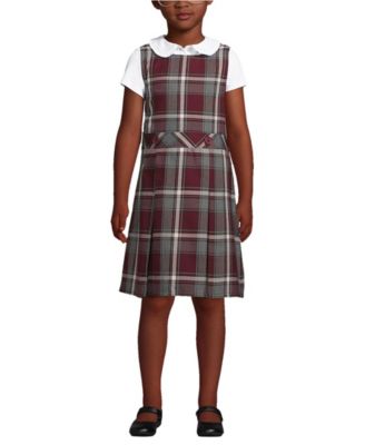 Little Girls Plaid Jumper Top of Knee