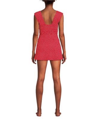 Women's NEW Smoothing Square Neck Ruched Swim Dress Swimsuit