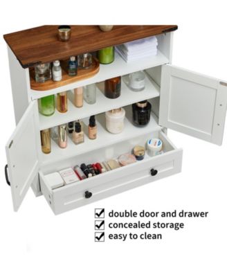 Wall Mounted Bathroom Cabinet with Barn Doors - Medicine Cabinet Over Toilet, Adjustable Shelf and Drawer