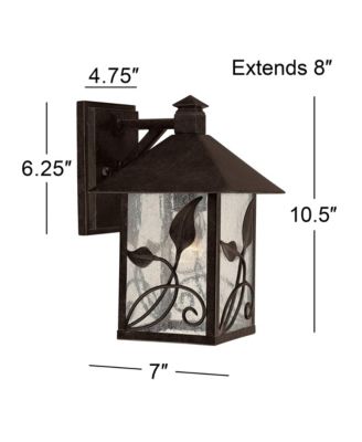 French Garden Rustic Farmhouse Outdoor Wall Light Fixtures Set of 2 Metal 10 1/2" Clear Seedy Glass for Post Exterior