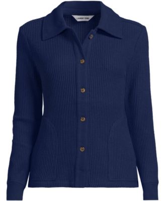 Women's Long Sleeve Waffle Collared Shacket