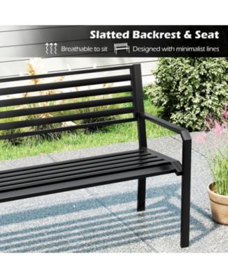 50 in Metal Park Bench for 2-3 People with Backrest 660 lbs Capacity