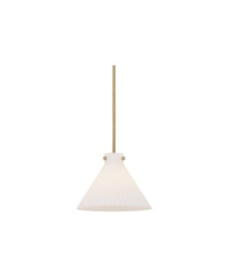 Hannover 12"W Warm Brass Fluted Glass Mini Pendant Light