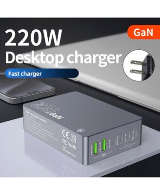 6-Port GaN Desktop Charging Station - 220W Fast Charger with PD & QC
