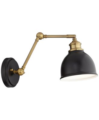 Sania Modern Swing Arm Wall Lamp Brass Plug-in Light Fixture Adjustable Up Down Shade for Bedroom Bedside Living Room Home House