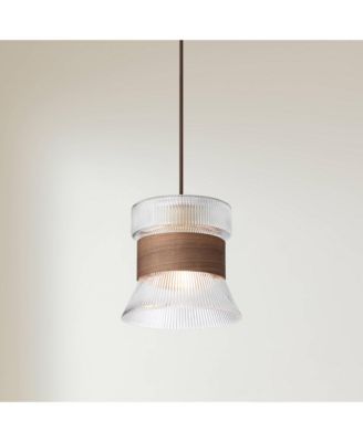 Possini Euro Carasco 7 1/2" Wide Wood and Gold Mini Pendant Light