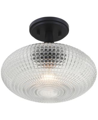 Possini Euro Voltri 12"W Matte and Vintage Glass Ceiling Light