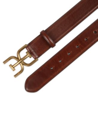 Women's Double-E Plaque Buckle Leather Belt