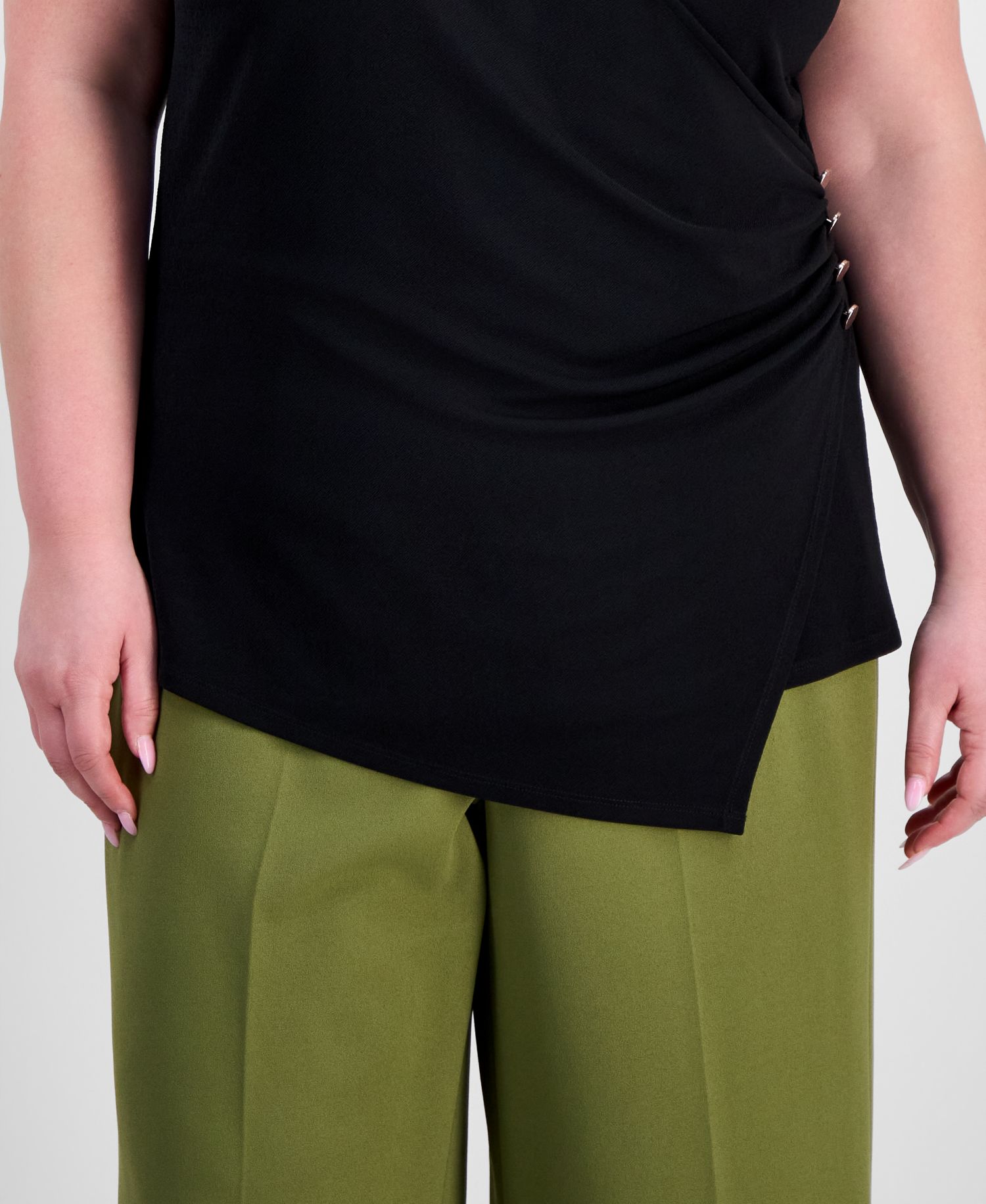 Plus Size Side Button Wrap Shirt