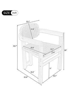 Outdoor Woven Rattan Chair Set of 2, Comfortable Garden Seating, Acacia Wood Accent Chairs with Backrest for Backyard, Porch