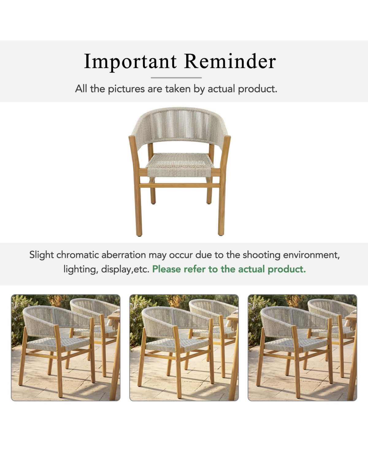 Rainsken Outdoor Armchair Set of 2, Rope Woven Accent Chairs with Curved Backrest and Comfortable Seating for Patio, Backyard and Garden