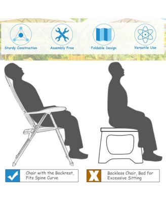 4PCS Patio Folding Chairs Back Adjustable Reclining Padded Garden Furniture