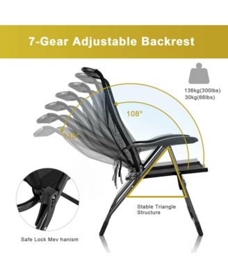 4PCS Folding Patio Recliner Chair and Ottoman Set w/ Adjustable Backrest