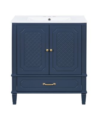 60 Inch Double Sink Bathroom Vanity, Freestanding Vintage Cabinet, Acacia Wood and MDF, Soft Close Doors, Ceramic Top, Ample Storage