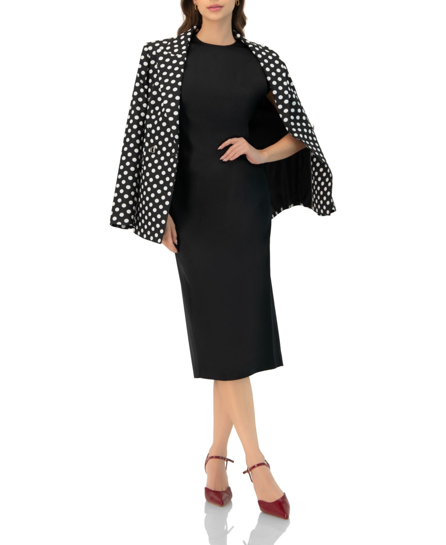 Women's Double-Breasted Polka Dot Blazer