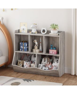 Wooden Kids Bookshelf and Toy Storage, Children Bookcase with 5 Compartments
