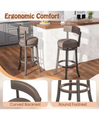  Bar Height Chairs Set of 4 w/ 360degree(s)   Swivel Seat Back and Cushioned Seat