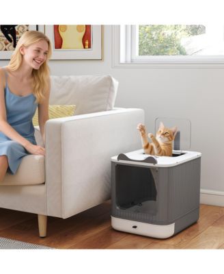 Cat Litter Box with Lid, Enclosed Litter Box for Medium Cats