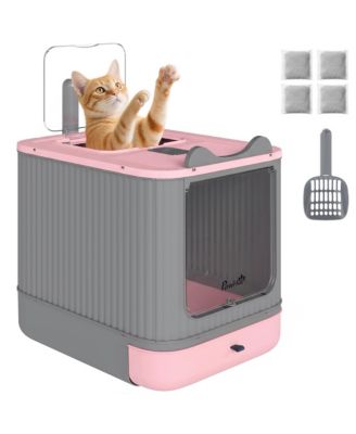Cat Litter Box with Lid, Enclosed Litter Box for Medium Cats