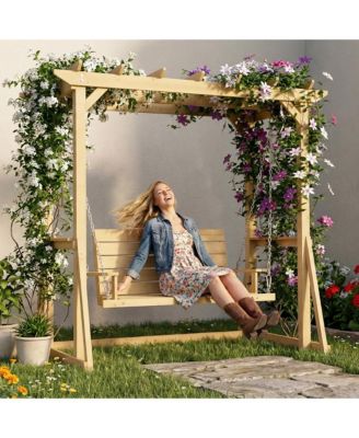 Solid Wood Pavilion Style Swing Chair, Garden Swing, Porch Swing