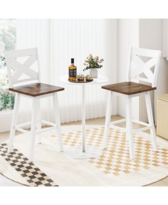 29'' Swivel Barstools Set of 4 w/Backrest Large Seat Footrest for Kitchen Island