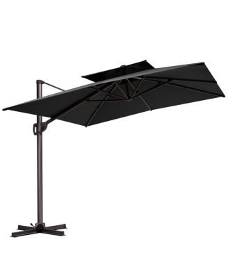 Outdoor Patio Double Top 9x11FT Aluminum Cantilever Umbrella 360degree(s) Rotation