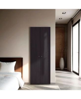 Wengue 66.9inch 2Door Armoire with 4 Shelves Bedroom Storage Cabinet