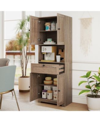 67.5-Inch-Tall Modern Freestanding Floor Storage Cabinet with 4 Doors and 1 Drawer