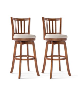 30.5'' Swivel Barstools Set of 2 w/Backrest and Upholstered Seat Footrest for Pub