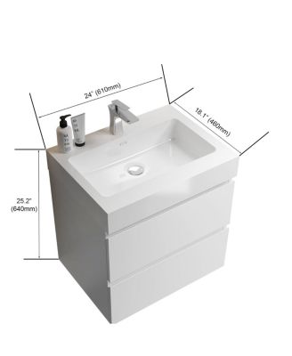 24" Wall Mounted Bathroom Vanity with Sink, Modern Large Storage Floating Bathroom Vanity without Faucet, Pre-assembled