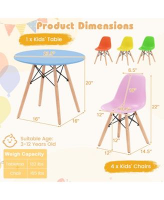 Five Piece Kids Colorful Table Set with Four Chairs