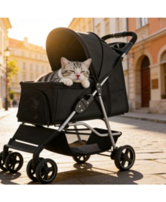 Zeus and Ruta Foldable 3 Wheels Cat Stroller with Brake Up To 35lbs Travel Camp