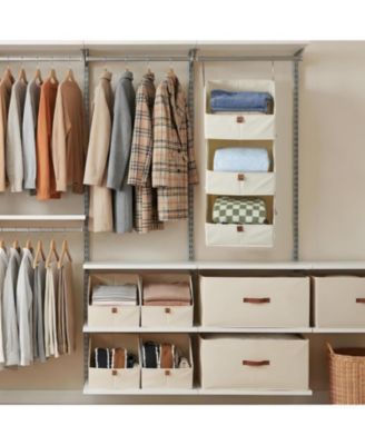 4 tier hanging closet organizer with non woven fabric shelves and collapsible baskets-space saving storage for bedroom, dorm, or RV.