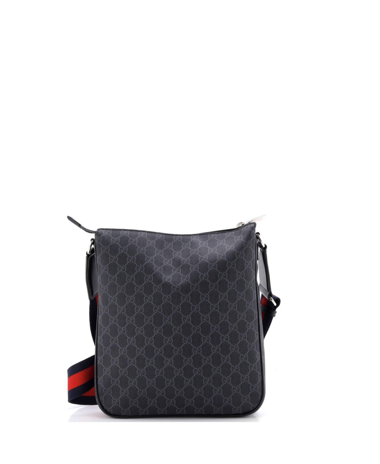 Medium Web Strap Front Zip Messenger Bag GG Coated Canvas