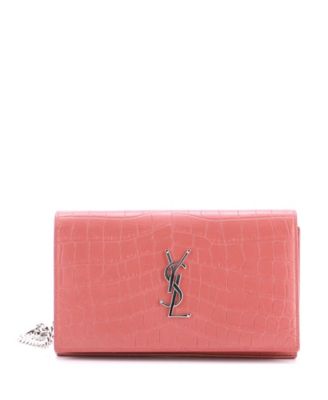 Small Classic Monogram Wallet on Chain Embossed Leather