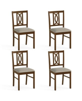 Dining Chairs Set of 4 w/Hollowed Backrest and Padded Seat for Living Room Kitchen