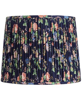 Sally 13" Top x 15" Bottom x 12" High x 12" Slant Print Lamp Shade Replacement Pleated Rose Floral Spider Harp Finial