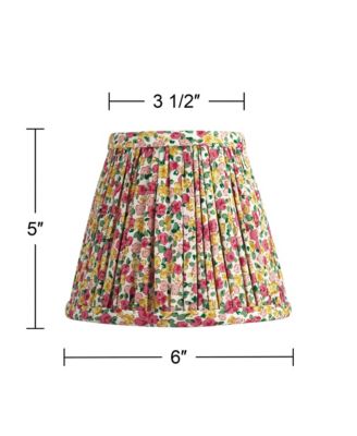 Nelle 3 1/2" Top x 6" Bottom x 5" High x 5" Slant Print Lamp Shade Replacement Set of 6 Red Yellow Floral Clip On Candelabra
