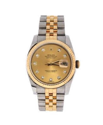 Oyster Perpetual Datejust Automatic Watch in Stainless Steel and Gold with Diamond Markers 36mm