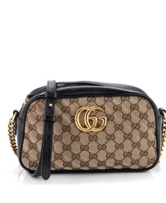 Small GG Marmont Shoulder Bag Diagonal Quilted GG Canvas with Leather