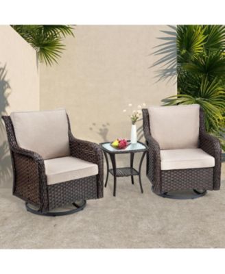 3 Pieces Outdoor Wicker Patio Conversation Bistro Set